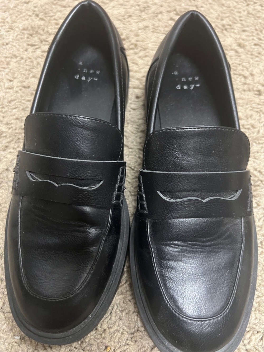 a new day womes Black Leather Penny Loafers
